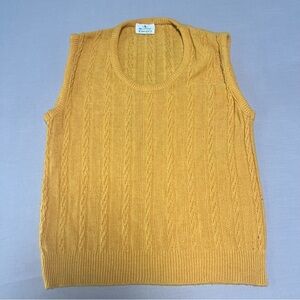 Vintage Mustard Yellow Sweater Vest Quality Classics Cable Knit Retro Pullover